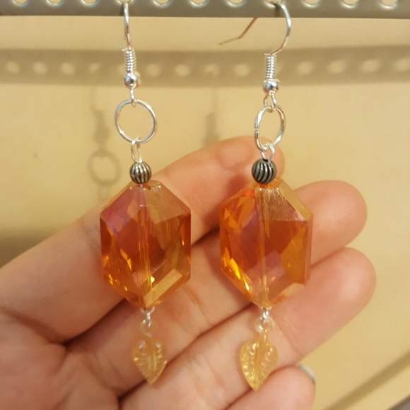 Jewelry - Silver/ Orange/ Yellow 💛/🍂Leaf Charmed Earrings